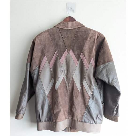 Vintage leather shawl collar bomber jacket - Picture 2 of 9